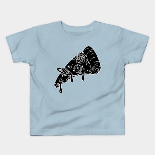 Galaxy Pizza Slice - Black and White Kids T-Shirt